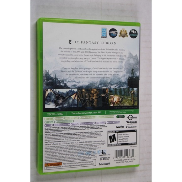 The Elder Scrolls V: Skyrim (Microsoft Xbox 360, 2011) Authentic, tested/works - Picture 3 of 8